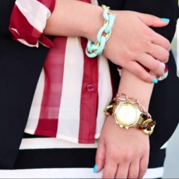 💋3 for $10 Mint Enamel Link Bracelet - Picture 2 of 2